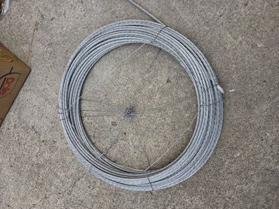 75' ft galvanized steel wire 5/16" diameter 1×7