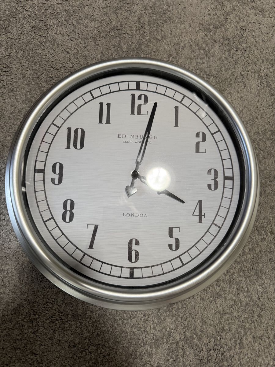 Edinburgh Clock Works Co. Silver Wall Clock London