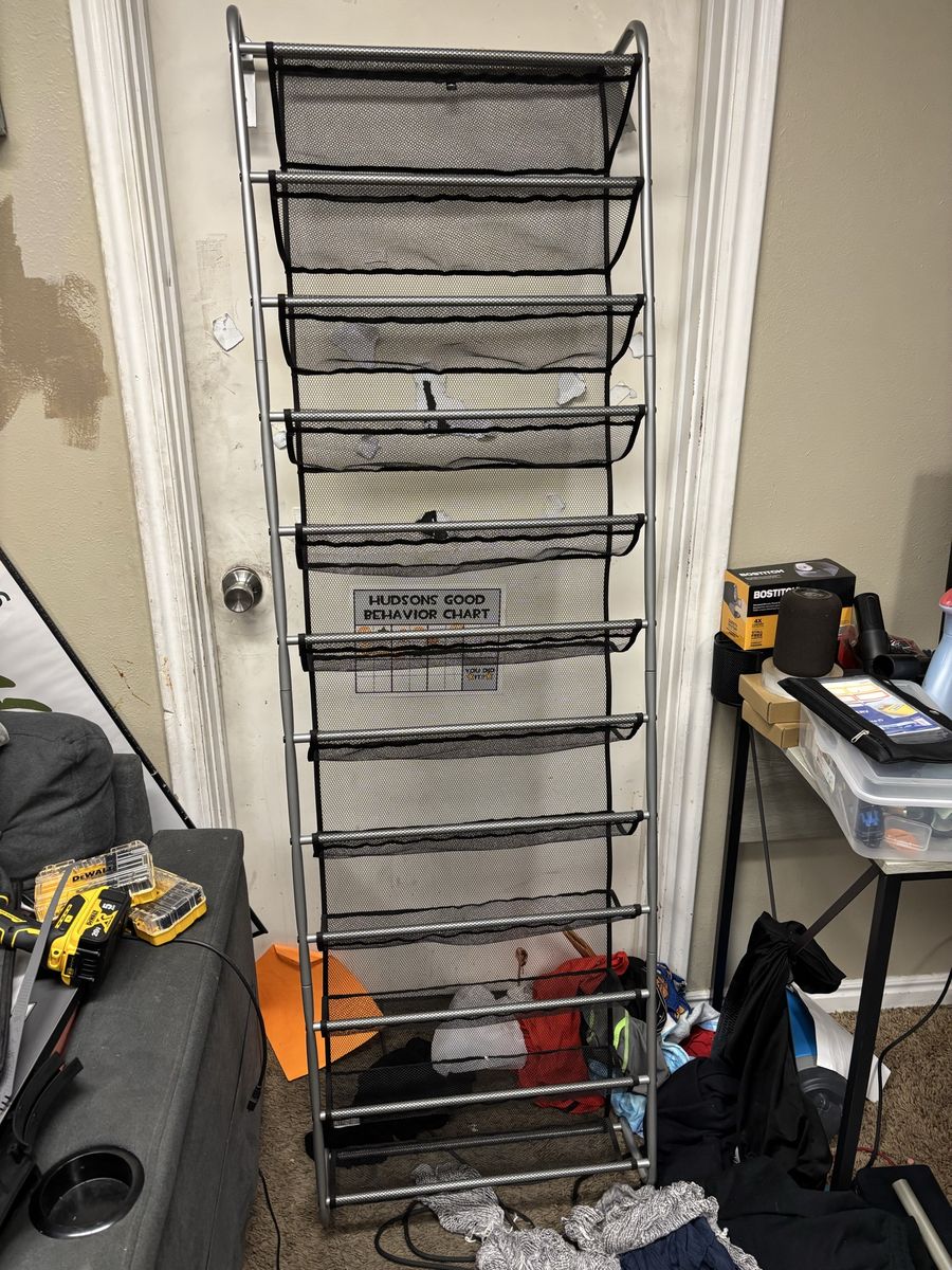 Over The Door Shoe Organizer, 10-Tier Hanging Shoe Rack, Space Saving Mesh Storage