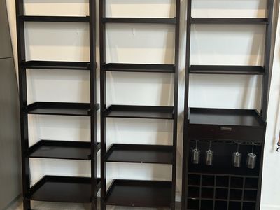 Crate and Barrel leaning shelves, wine rack/wine bar