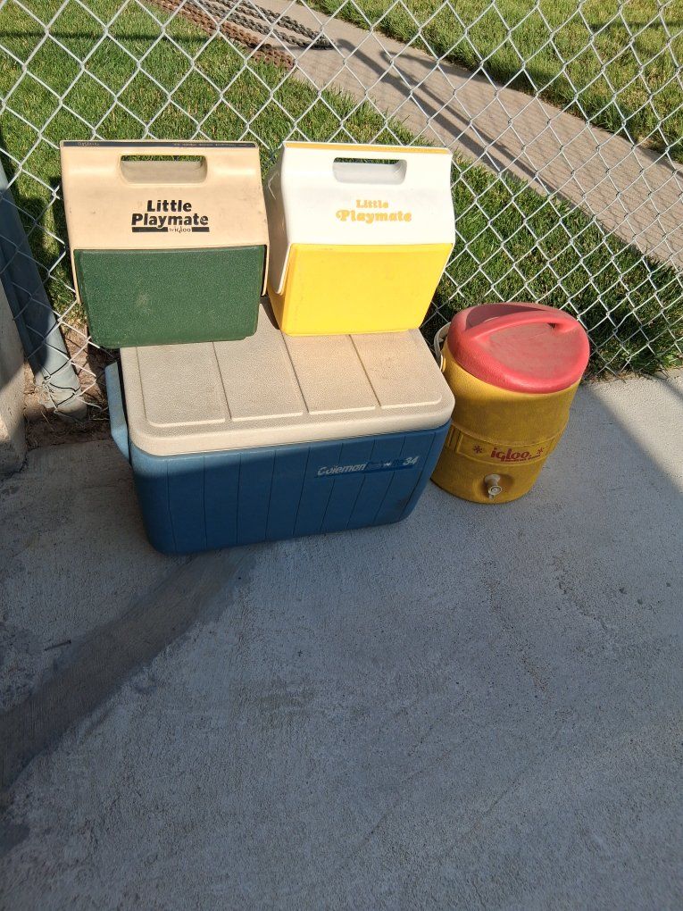 Igloo Little Playmate & Coleman Coolers, Igloo Water Jug - Set of 4- price is for all