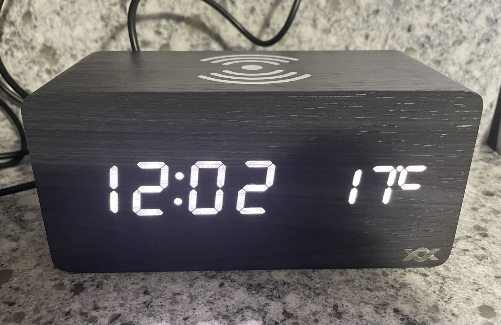 Wood LED Alarm Clock With Wireless Charging