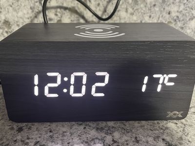 Wood LED Alarm Clock With Wireless Charging