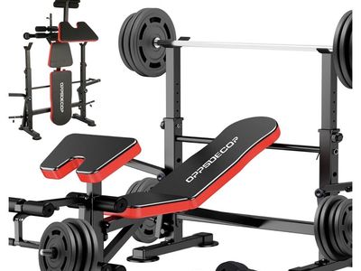 Weight Bench Set with Squat Rack & Leg Developer Preacher Curl