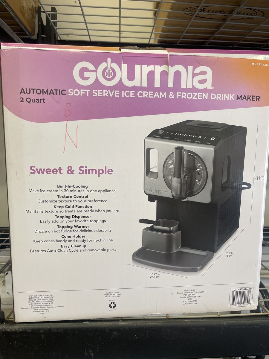 Gourmia 2 Quart Automatic Soft Serve Ice Cream and Frozen Drink Maker