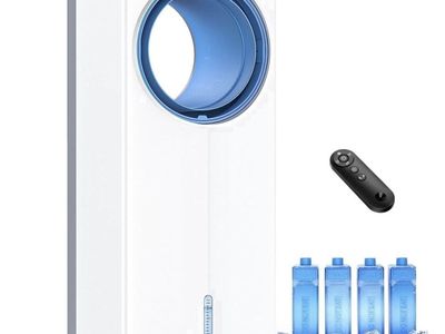 Bladeless Evaporative Air Cooler with 360° Auto-Rotation and Remote Control - New!