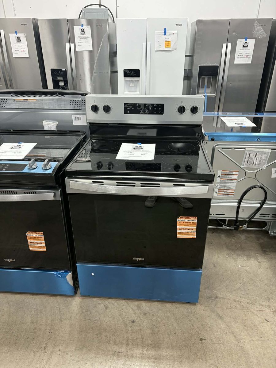 NEW WHIRLPOOL STAINLESS 4 ELEMENT ELECTRIC RANGE