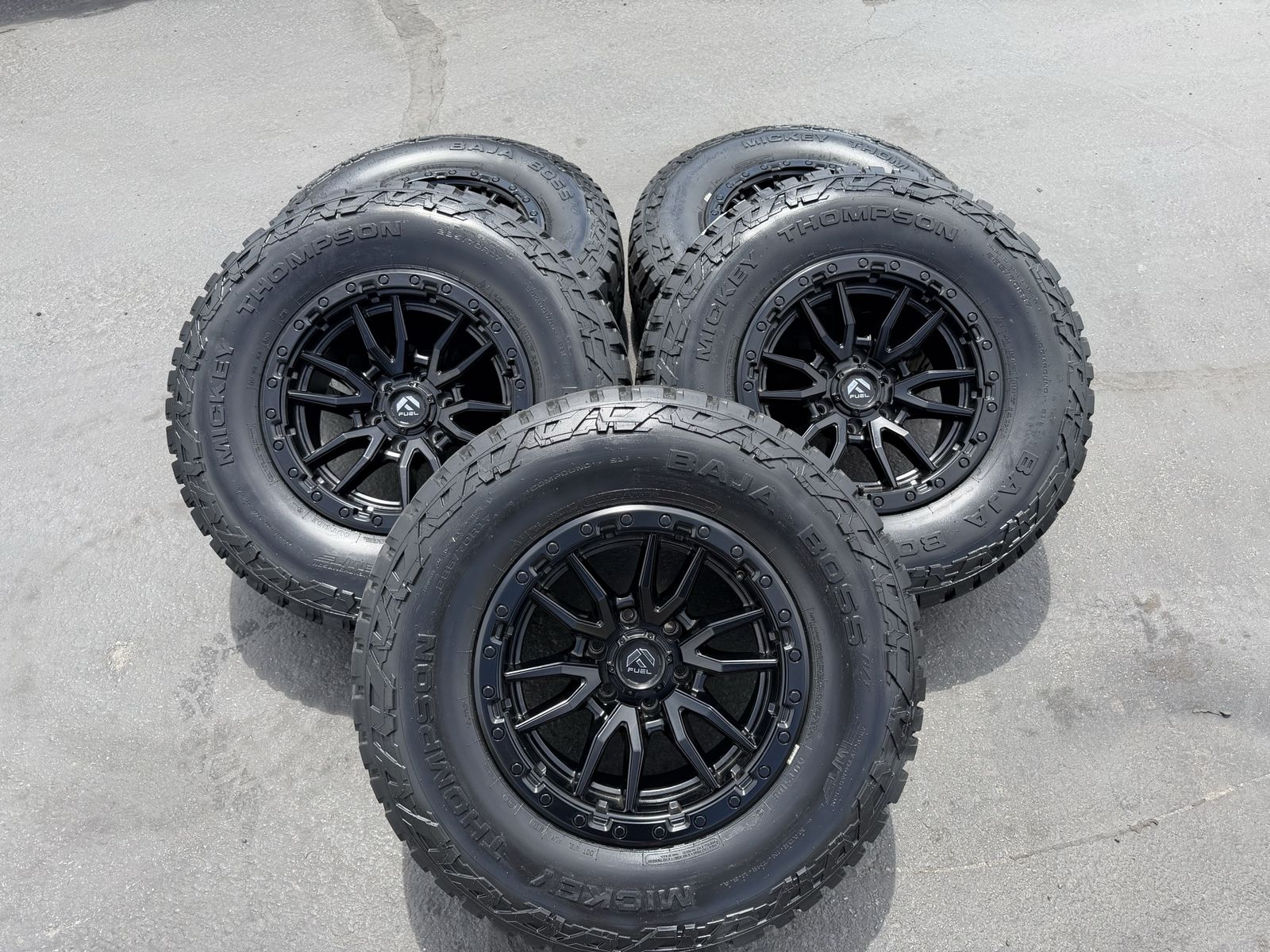 17” Fuel Rebel 6 Lug 6x135 Ford F150 33” Mickey Thompson Baja A/T 285/70R17