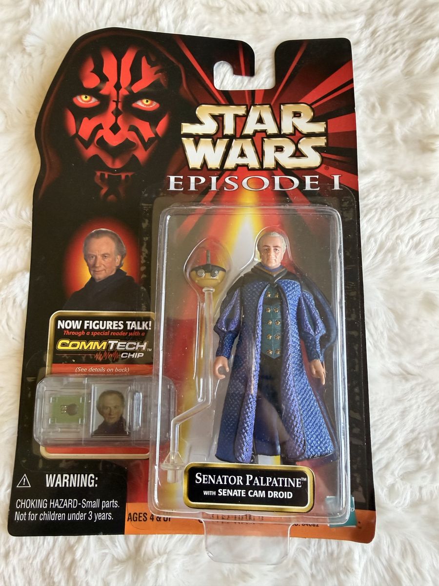 1999 Star Wars Episode I Senator Palpatine w/ Senate Cam Droid CommTech Chip Sealed Hasbro