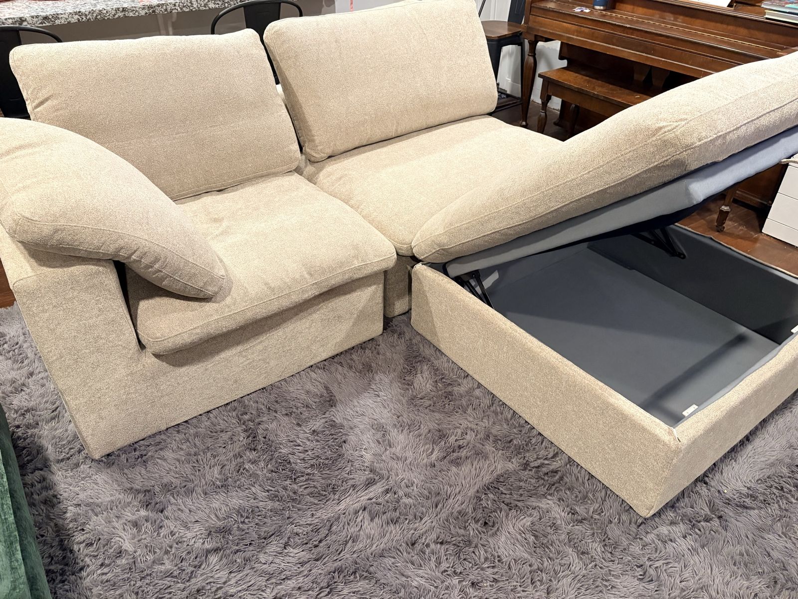 Brand new Modular Beige Fabric Sectional Sofa with Storage Ottoman