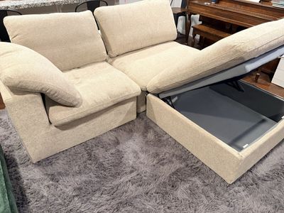 Brand new Modular Beige Fabric Sectional Sofa with Storage Ottoman