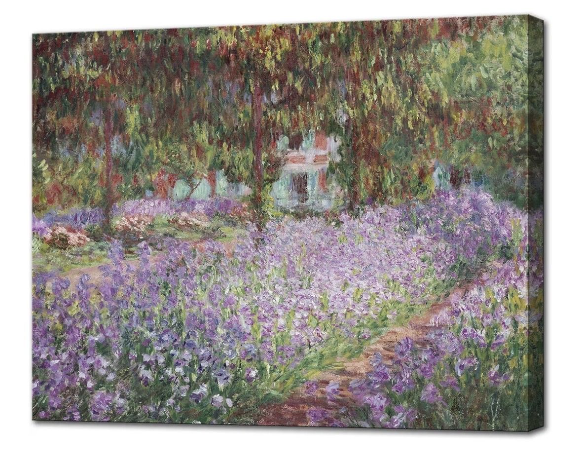 Claude Monet “Irises in Monet’s Garden” Framed Canvas Wall Art – 32” x 48” – New in Box