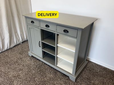 DELIVERY - Slate Grey Wooden Buffet / Sideboard Storage Cabinet