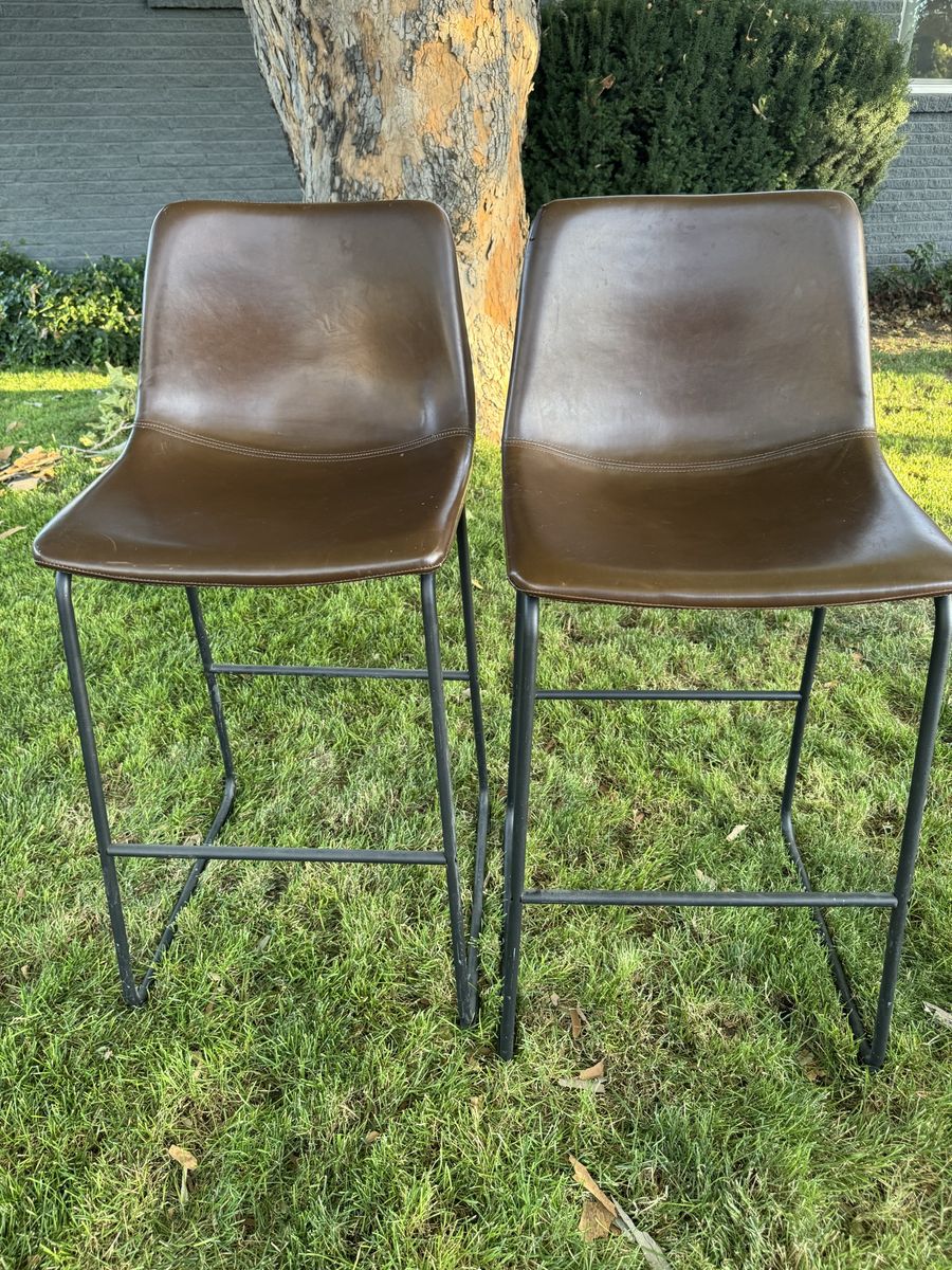 Set of Two Faux Leather Barstools