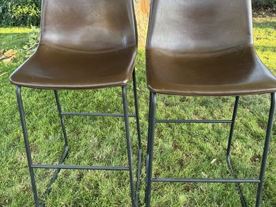 Set of Two Faux Leather Barstools