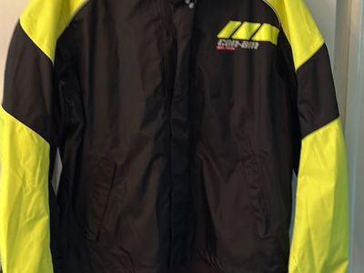 BRP Can-Am Black & Neon Yellow Waterproof Rain Jacket Men's Size Large with Hood