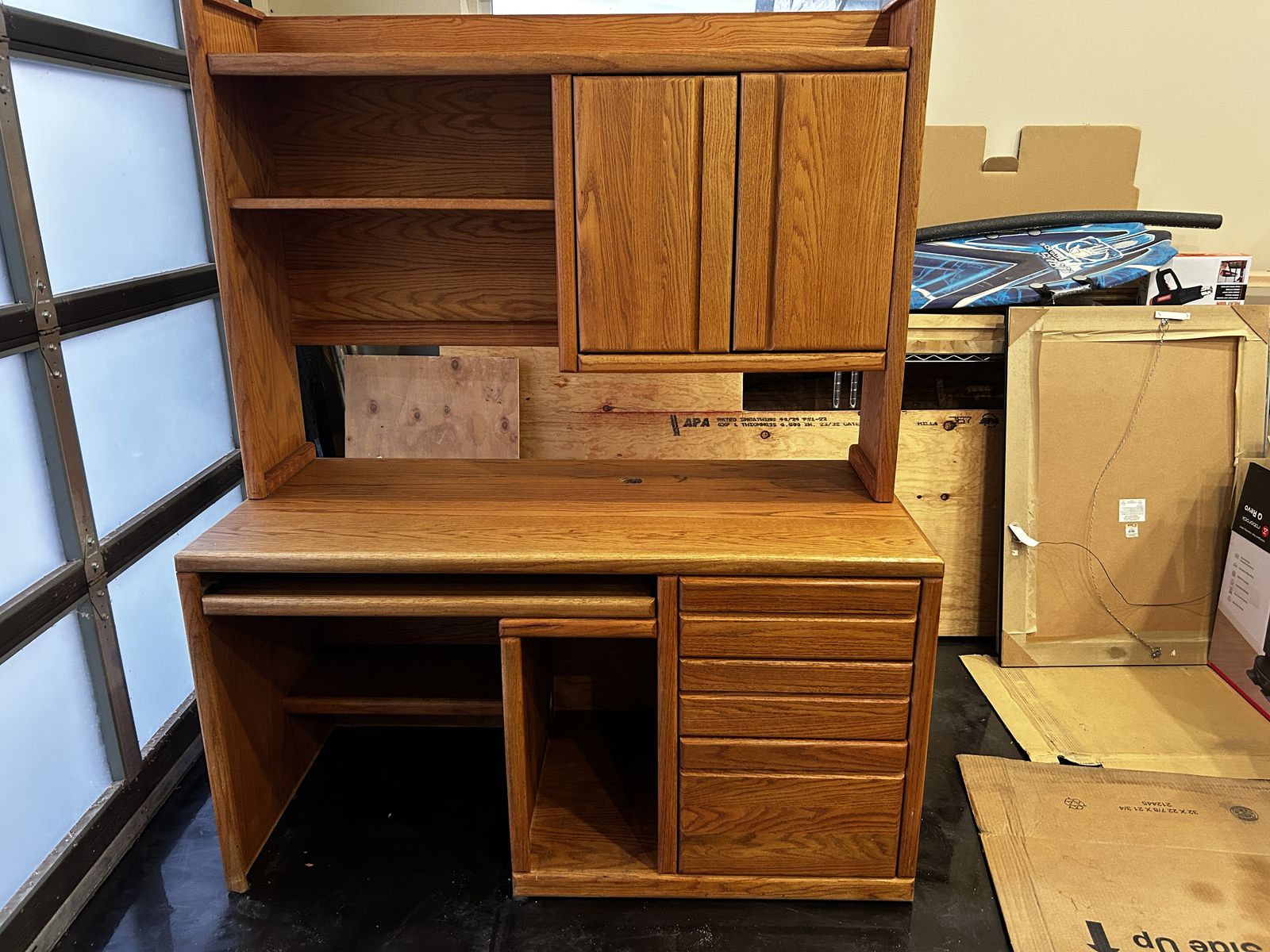 Oak Computer Desk and Hutch For Sale