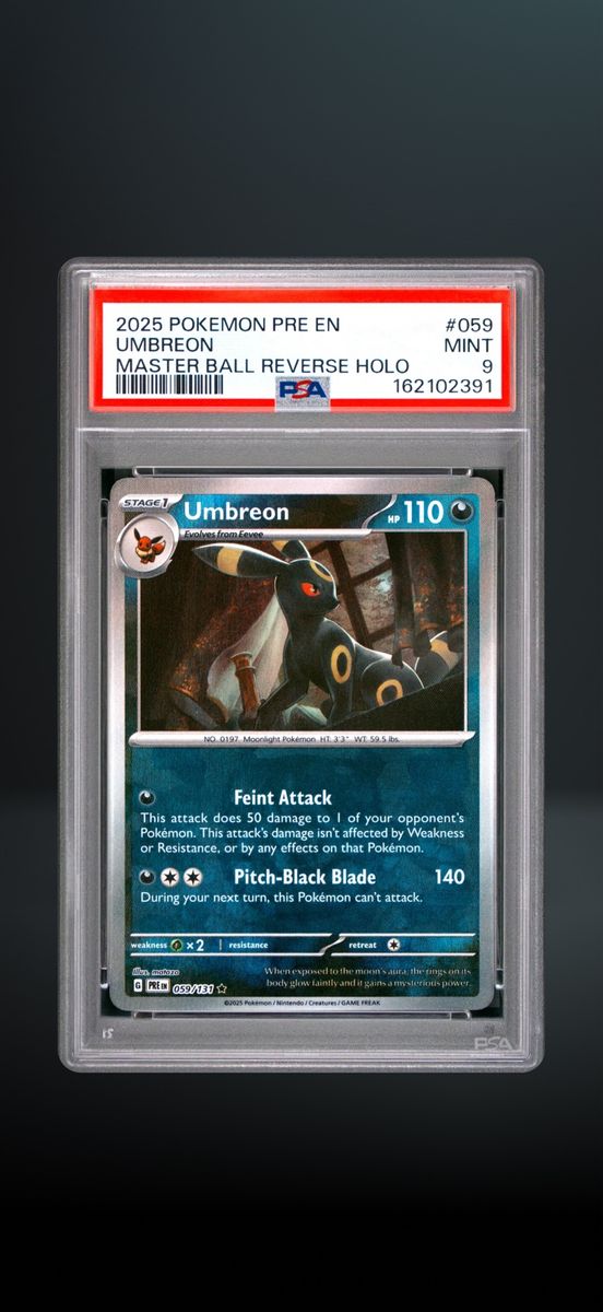 2025 Pokemon Umbreon Master Ball Reverse Holo #059 PSA 9 Mint Graded Card
