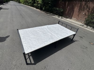 Metal Bed Frame with Mattress - Twin Size, Foldable Design