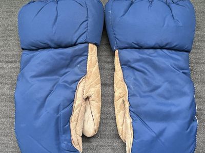 Vintage Down Filled Gloves / Mittens -With Leather - Adult Size