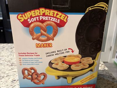 Super Pretzel Soft Pretzel Maker with Built-In Cheese Melting Pot - Bake Fresh Pretzels at Home