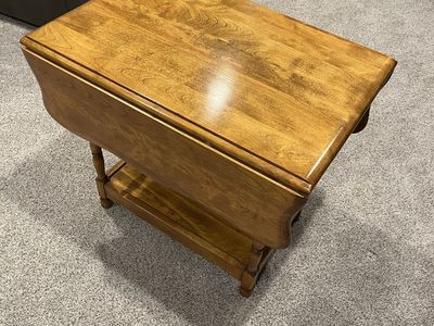 Wooden Drop Leaf End Table Side Table with Storage Shelf