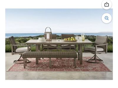 Member's Mark Hampton 6pc Outdoor Ping Pong Dining Set w/ Sunbrella Fabric, Gray