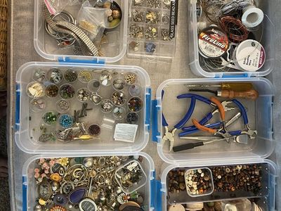 Large Lot of Mixed Jewelry Making Supplies, Beads, Findings, and Tools