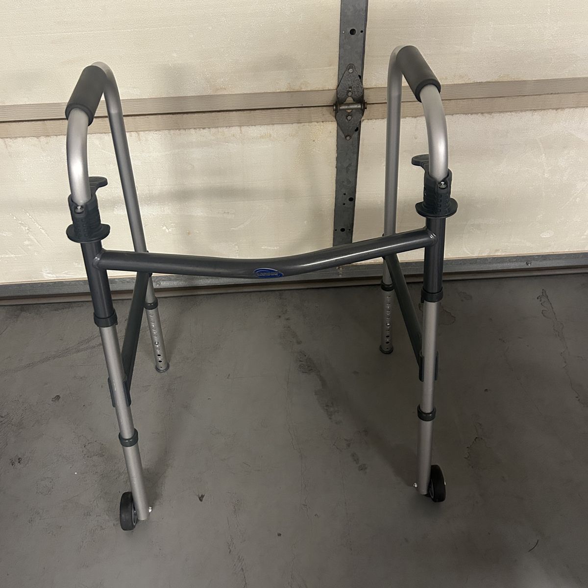 Medline Folding Medical Walker with Front Wheels and Adjustable Height