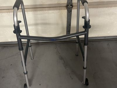 Medline Folding Medical Walker with Front Wheels and Adjustable Height