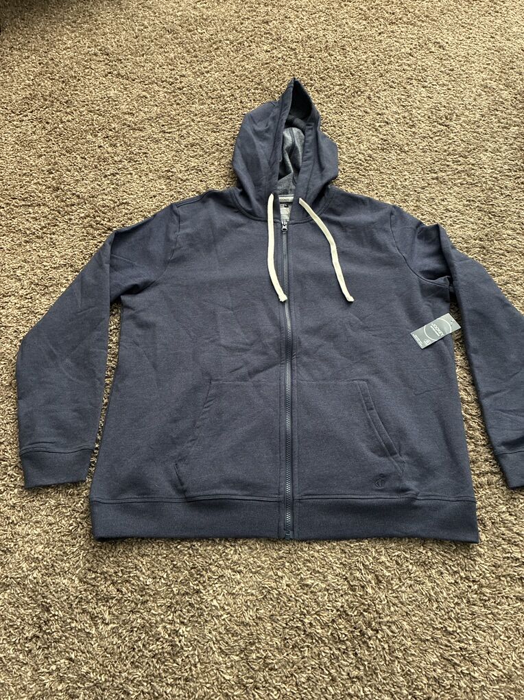 Jockey Mens XL Full Zip Hoodie Jacket Blue NEW
