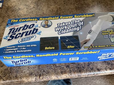 Turbo Scrub 360 Cordless Handheld Power Scrubber - 300 RPMs, Lightweight & Rechargeable