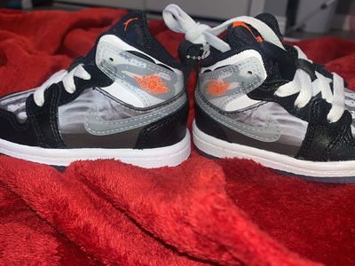 Nike Air Jordan 1 Mid SE TD Toddler Shoes Black White Orange