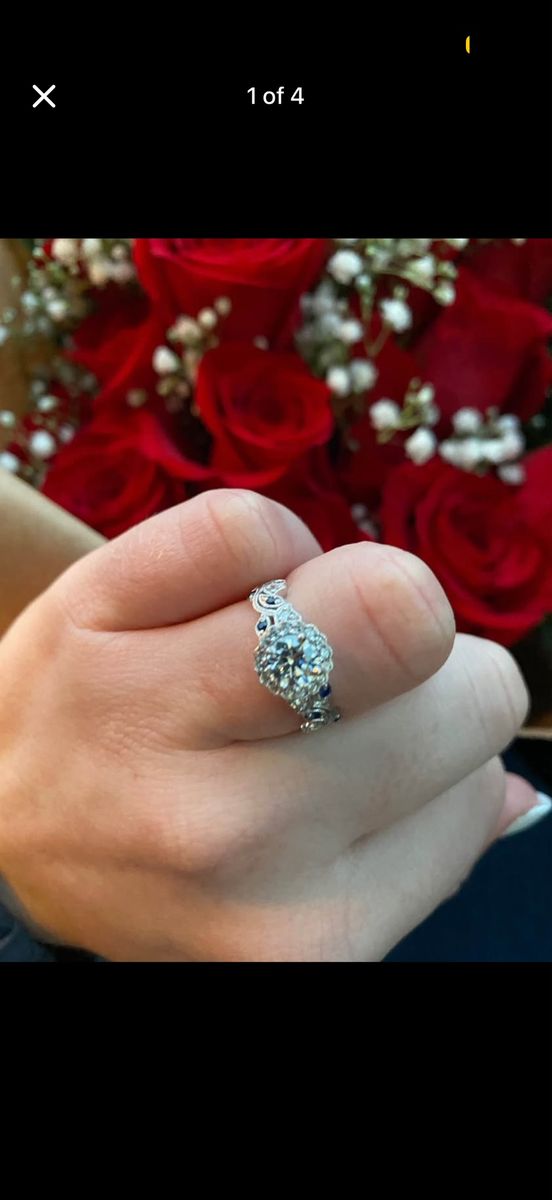 Unique Diamond Ring with Sapphire Accents - Size 6.5