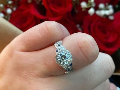 Unique Diamond Ring with Sapphire Accents - Size 6.5