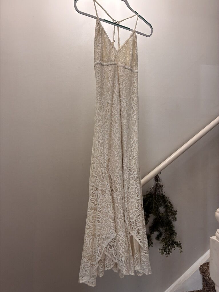 Women's L Midi-length Lace Dress, Keyhole, Boho