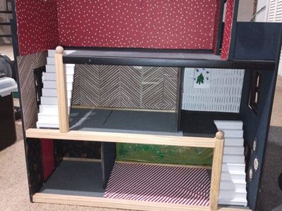 Wooden Dollhouse- Christmas themed.