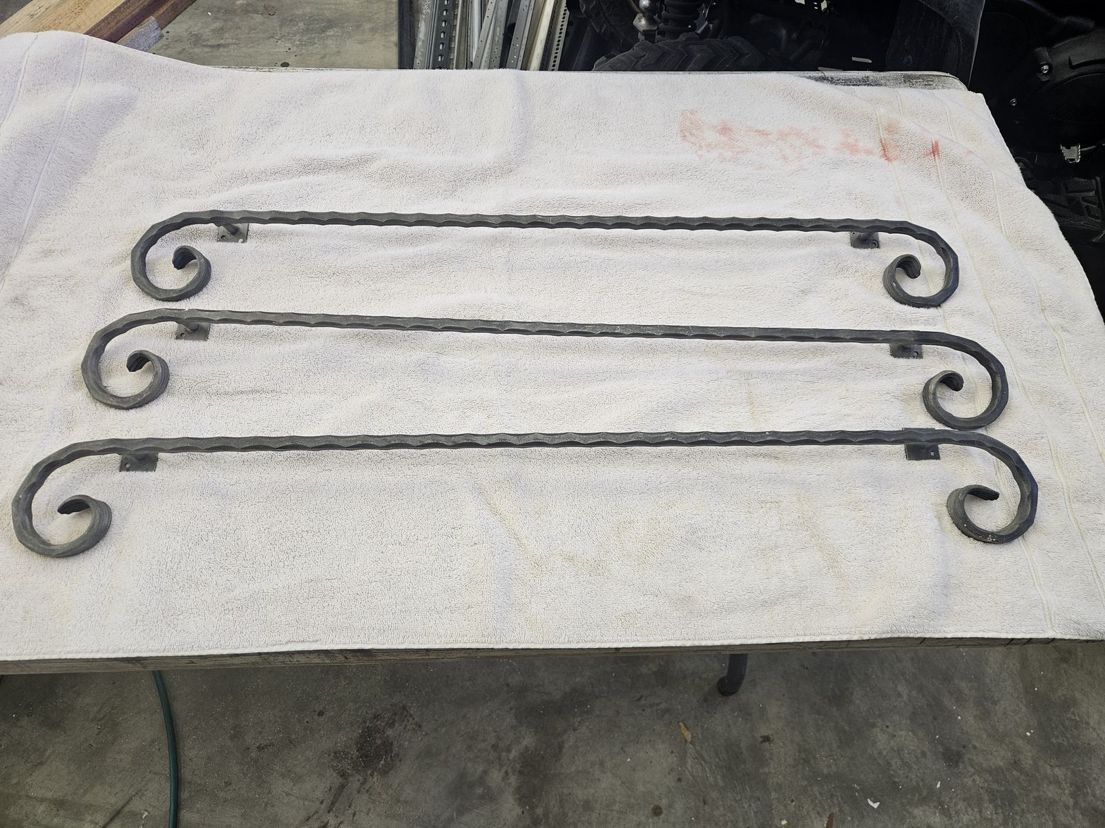 Ornamental iron towel bars (3)