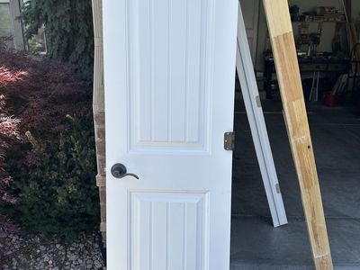 White Interior Door 23.75" x 79.75" with Beadboard Panel Design & Hardware (Optional Frame)