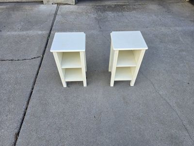 Set of 2 White Wooden Nightstands with Open Shelving