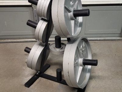 255 pounds of Olympic weights