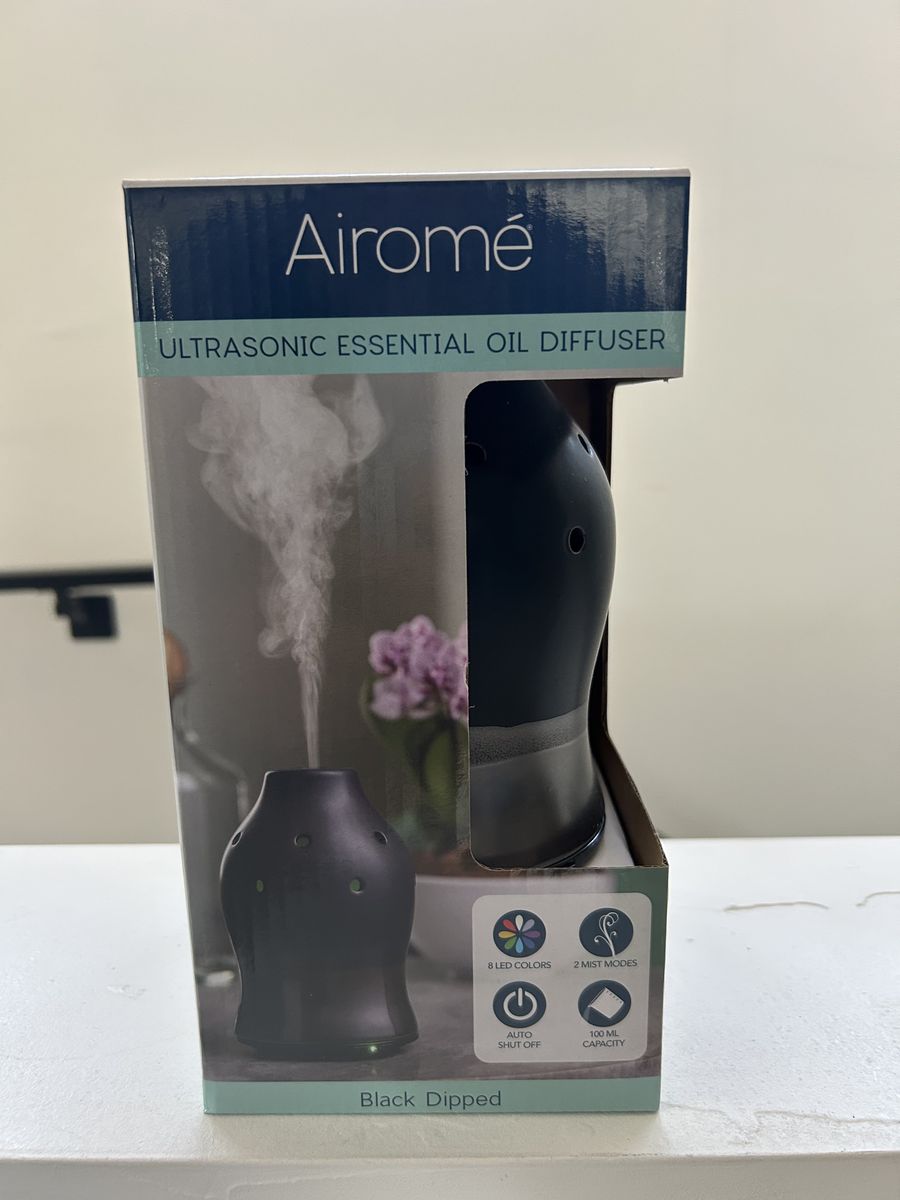 Airomé Ultrasonic Essential Oil Diffuser - Black Dipped - 100ml, 8 LED Colors, 2 Mist Modes