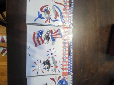 Patriotic Face Art Temporary Tattoo Kits - 3 Packs, Red, White & Blue Glitter Designs for 4th of July