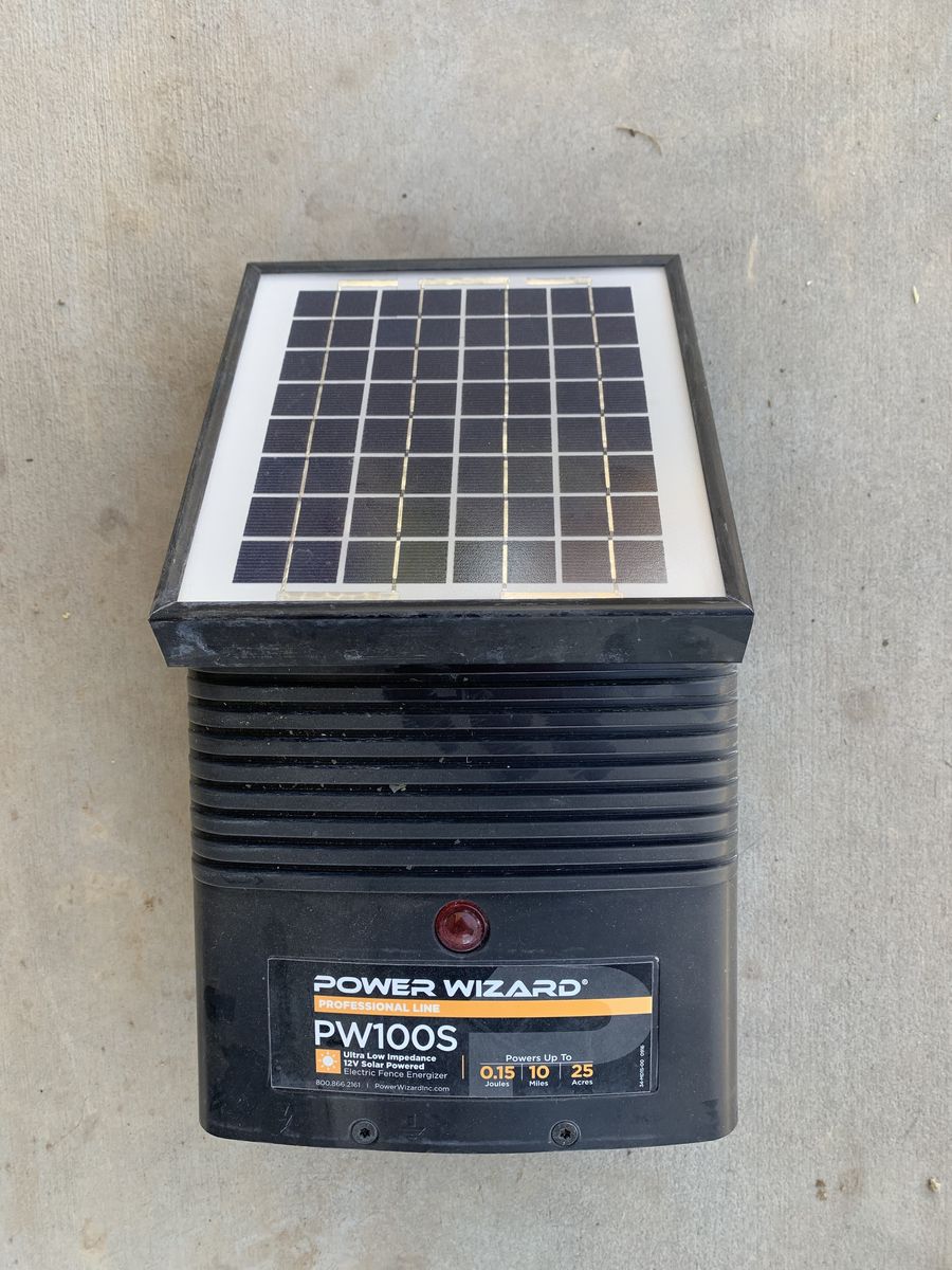 Electric fence charger, solar powered.