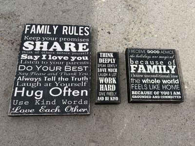 Family Values Black Plaques home decor signs $20/all cash/venmo in Draper