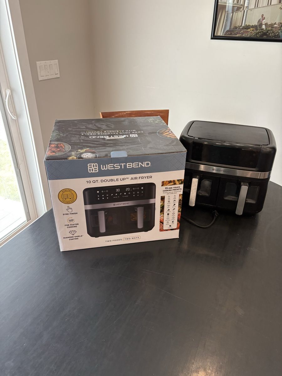 WEST BEND 10 QT. Double Up Air Fryer - Dual Basket, 12 Presets, Sync Finish, Diamond Shield