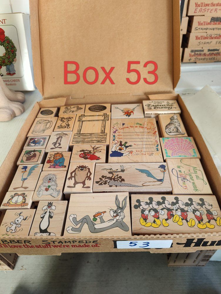 Box #53 of 65, New, old stock rubber stamps, designed mainly for people that like to make their own greeting cards.