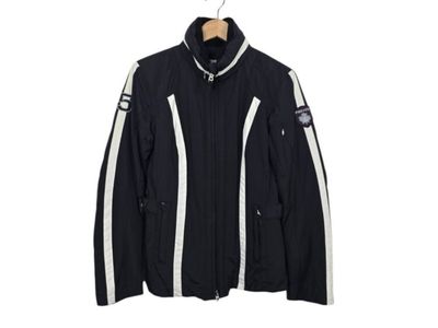 Bogner Fire & Ice Racing Stripe Ski Jacket Stowaway Hood Black White Women's 6