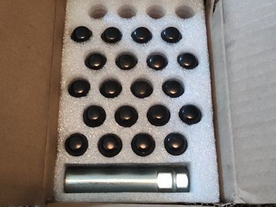 set of 20 black slotted lug nuts with key m12x1.5