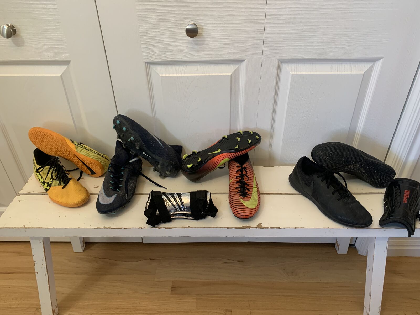 Soccer Cleats/ Shin guards (Blue 81/2 SOLD & Red 9 SOLD)